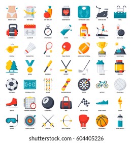 Sport and fitness, vector icons in flat design