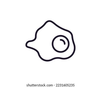 Sport, fitness and weight loss concept. Trendy sign drawn in line style. Perfect for web sites, apps, UI, adverts. Editable stroke. Vector line icon of omelet 