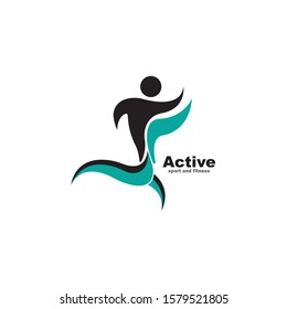 Sport Fitness Winner Champion Man Logo design vector template. Active workout concept Logotype icon.
