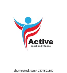 Sport Fitness Winner Champion Man Logo design vector template. Active workout concept Logotype icon.
