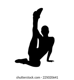 sport fitness woman exercise workout silhouettes, black girl isolated over white background