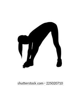 sport fitness woman exercise workout silhouettes, black girl isolated over white background
