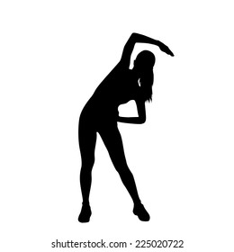 sport fitness woman exercise workout silhouettes, black girl isolated over white background