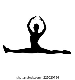 sport fitness woman exercise workout silhouettes, black girl isolated over white background