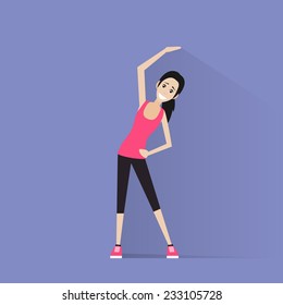 sport fitness woman exercise workout girl flat icon vector illustration