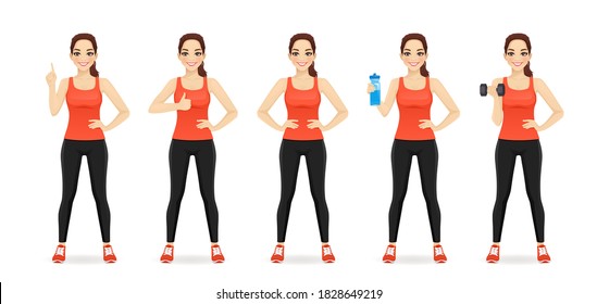 Sport fitness woman in sportswear set isolated vector illustration