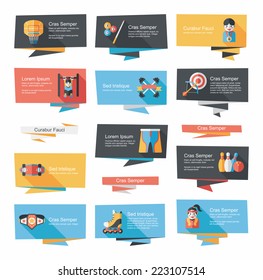 sport flat banner background set