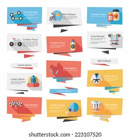 sport flat banner background set