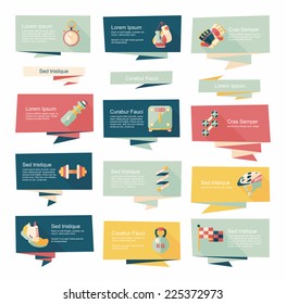 Sport flat banner background set, eps10