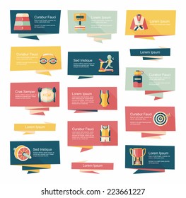 sport flat banner background set,eps10