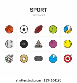 Sport flat icon set color