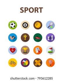 Sport flat icon set. Vector illustration. Element template for design.