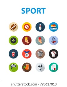 Sport flat icon set. Vector illustration. Element template for design.
