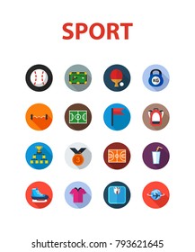 Sport flat icon set. Vector illustration. Element template for design.