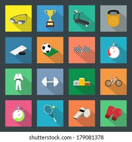 Sport flat icons set
