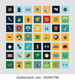 Sport flat icons set