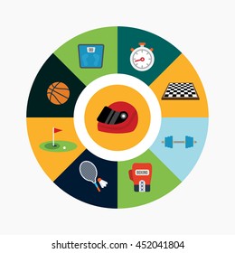 Sport flat icons set