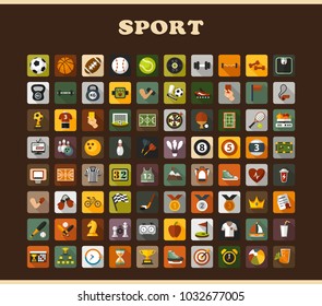 Sport flat icons set. Repair symbols. Vector illustration.
