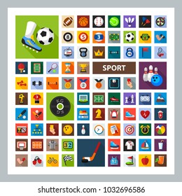 Sport flat icons set. Repair symbols. Vector illustration.