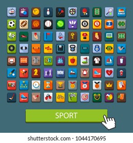 Sport flat icons set. Repair symbols. Vector illustration.