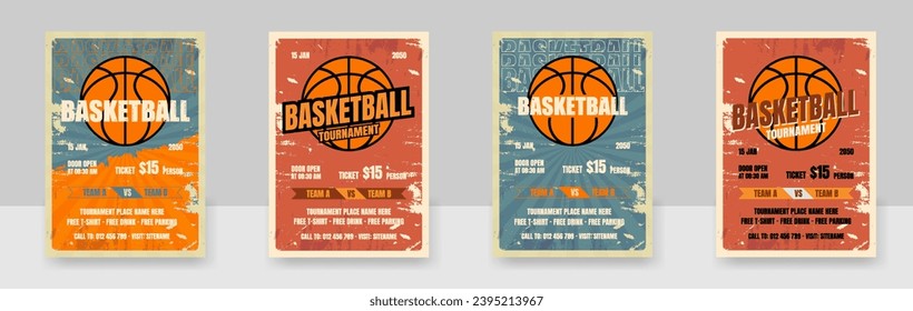 Vector De Anuncios Deportivos, Torneo Moderno, Ilustración De Volante De Campeonato De Baloncesto.
