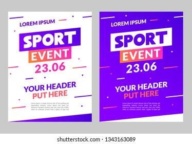 Sport Flyer Design Banner Poster. Sport Event Template Brochure For Match Championship Promotion.