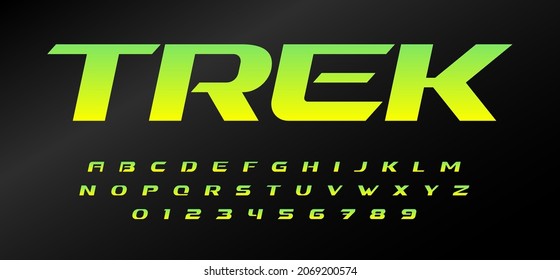 Sport font alphabet letters. Headline and logo typography. Speed dynamic typographic design. Wide bold italic letters and numbers set for gym, automotive, t-shirt. Auto, moto vehicle race typeset