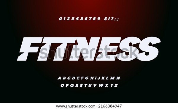 Sport font, bold italic alphabet. Letters and\
numbers set for modern dynamic headline and logo. Vector\
typographic design.