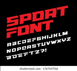 Sport font bold italic letters with dynamic slant and geometric cut for speed race, battle, fast delivery or fight poster driver alphabet vector typography design