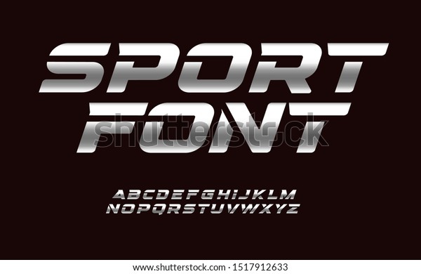 Sport font with chrome texture. Trendy\
letters design for sport, automotive, car moto speed race and other\
dynamic scene. Vector bold cursive\
font.