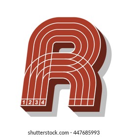 Sport Font, Letter R, Running Track, Vector.