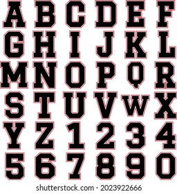 Sport font, Letters and numbers, alphabet