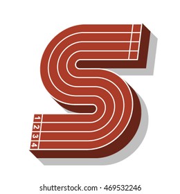 Sport font, number 5, running track, vector.
