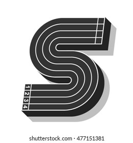 Sport font, number 5, running track, vector.