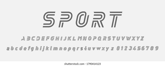 Sport font and numbers design.Typography uppercase and lowercase. Vector illustration