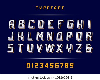 Sport font. Vector alphabet with latin letters and numbers