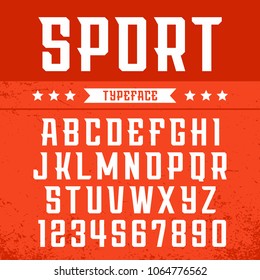 Sport Font. Vector Alphabet With Latin Letters And Numbers