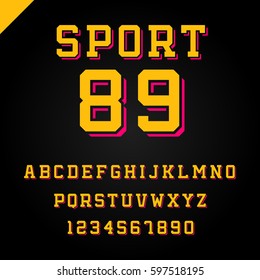 Sport Font. Vector Alphabet With Latin Letters And Numbers.