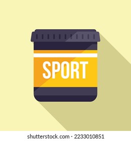 Sport food pack icon flat vector. Protein nutrition. Gym fitness