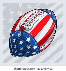 Sport Football ball with USA flag pattern for 4th of July American independence day and Veterans day