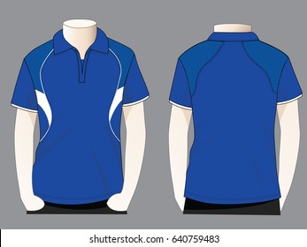 Sport Football Shirt Design Vector With Blue/White Colors.Front And Back Views.