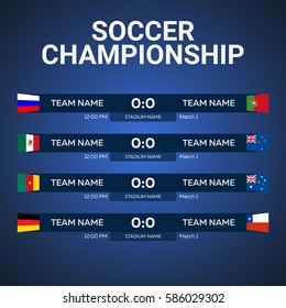 Sport, football or soccer. Table and list. Vector illustration. Soccer championship