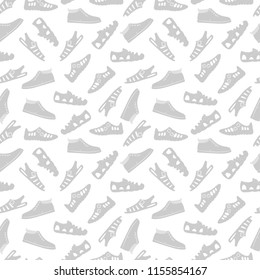 Sport footwear boots black and white seamless pattern