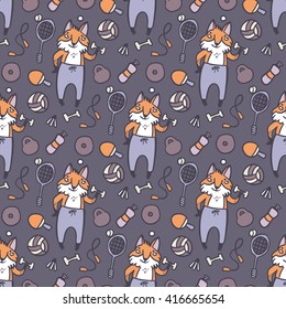 Sport fox seamless pattern