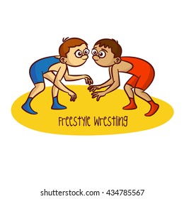 Sport. Freestyle Wrestling. Vector Illustration