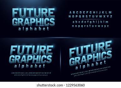 sport future blue glow modern alphabet fonts. technology typography bold and italic font uppercase and lowercase. vector illustration