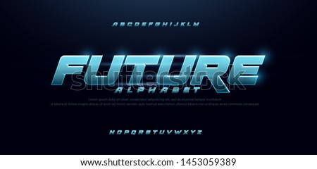 sport future blue glow modern alphabet fonts. technology typography bold and italic font uppercase. vector illustration