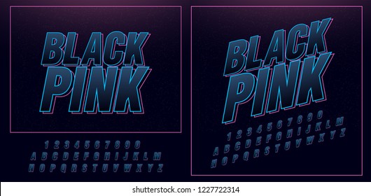 Sport Future Neon Modern Alphabet Fonts. Technology Typography Black And Pink Italic Font And Number Uppercase. Vector Illustration