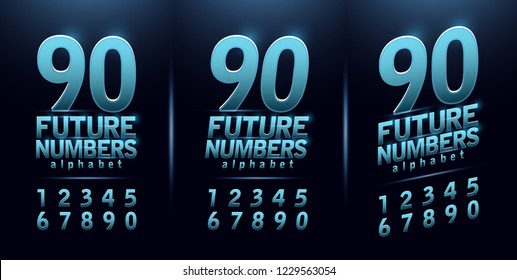 sport future number blue glow modern alphabet fonts. technology numbers typography bold and italic font. vector illustration