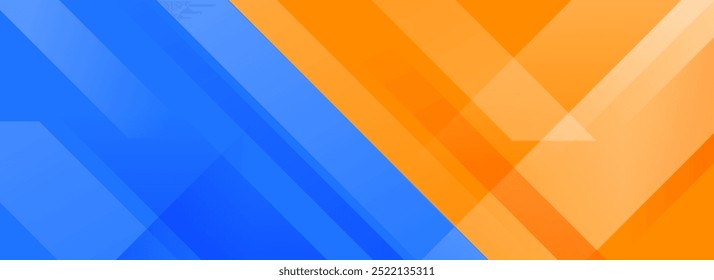 Sport game contest footer design. Wide bright sporty versus banner concept for presentation, footer, header, poster, flyer. Abstract blue and orange diagonal gradient line background. Vector wallpaper